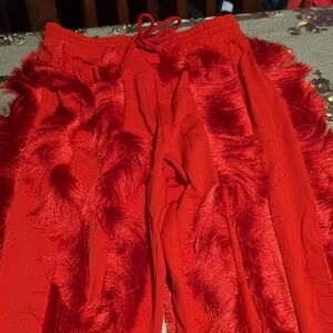 Red Feathered Pants